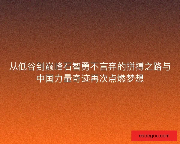 从低谷到巅峰石智勇不言弃的拼搏之路与中国力量奇迹再次点燃梦想